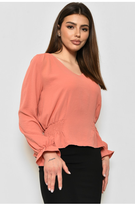 Блуза женская однотонная персикового цвета 172049L
