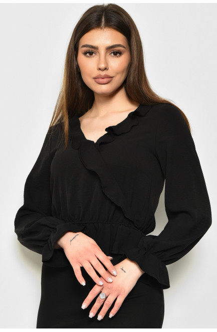 Блуза женская однотонная черного цвета 172078L