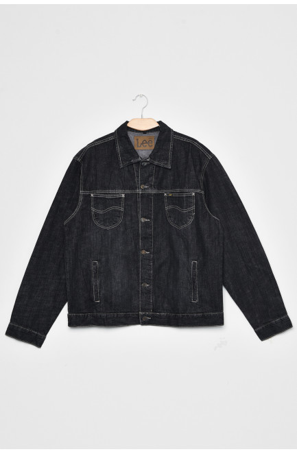 Піджак чоловічий батальний джинсовий чорного кольору 172155L
