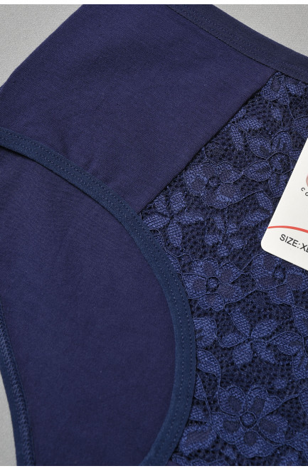Труси жіночі напівбатальні з гіпюровою вставкою синього кольору 172190L