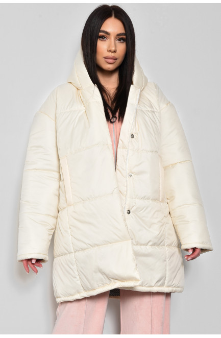 Куртка жіноча демісезонна молочного кольору 172228L
