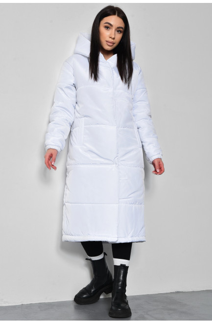 Куртка женская еврозима удлиненная белого цвета 172236L