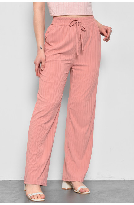 Штани жіночі літні розкльошені пудрового кольору 172295L