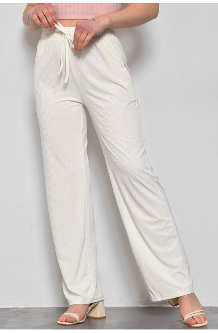 Штаны женские летние расклешенные белого цвета 172301L