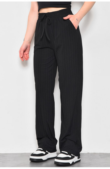 Штани жіночі літні розкльошені чорного кольору 172303L