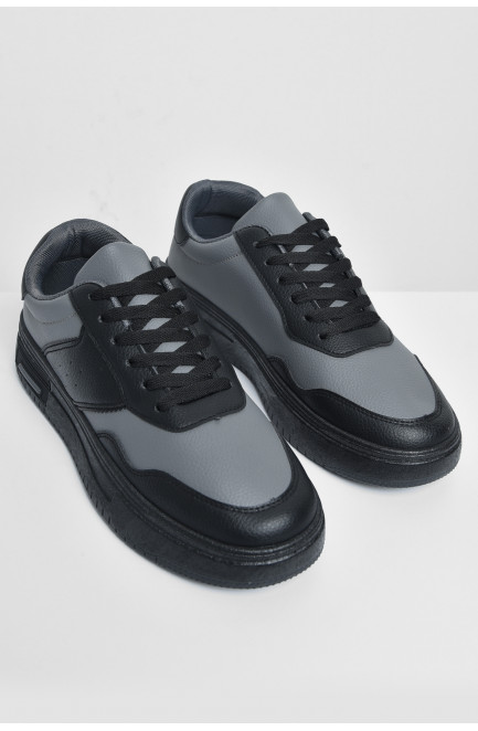 Кросівки чоловічі чорно-сірого кольору на шнурівці 172334L