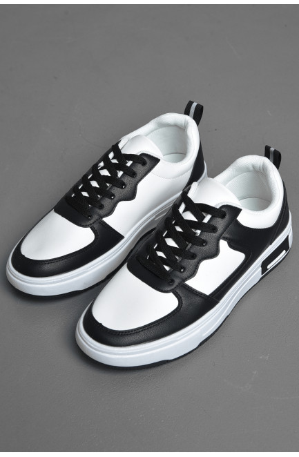 Кросівки чоловічі чорно-білого кольору на шнурівці 172336L