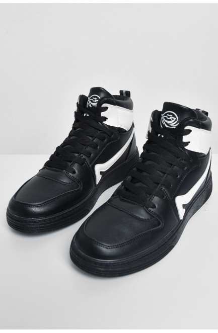 Кросівки чоловічі чорно-білого кольору на шнурівці 172363L