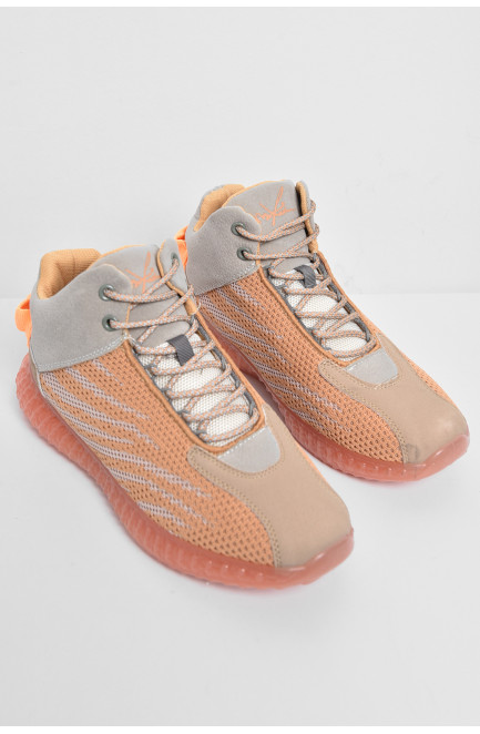Кроссовки мужские оранжевого цвета на шнуровке текстиль 172399L