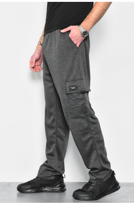 Спортивные штаны мужские полубатальные темно-серого цвета 172428L