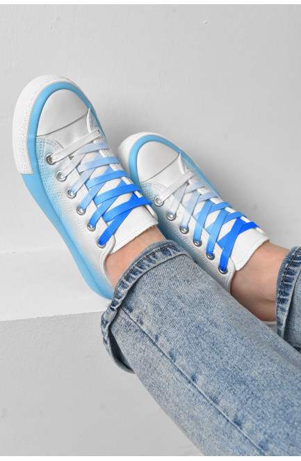 Кеди жіночі блакитного кольору на шнурівці текстиль 172435L