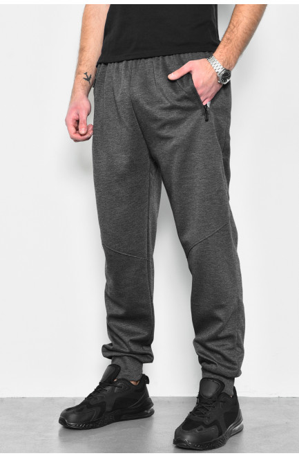 Спортивные штаны мужские полубатальные темно-серого цвета 172436L