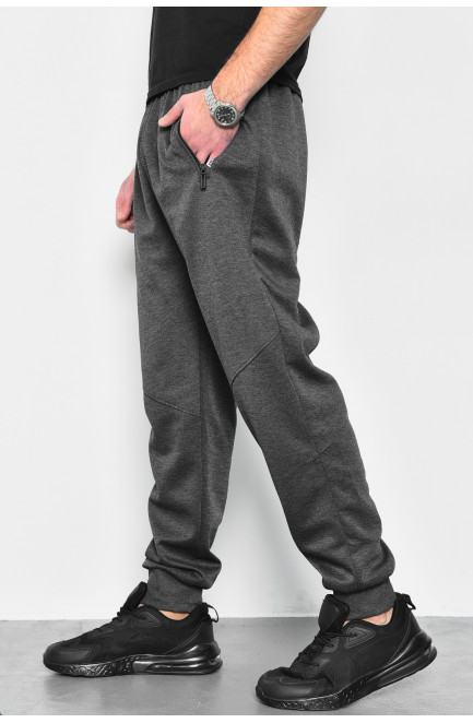 Спортивні штани чоловічі напівбатальні темно-сірого кольору 172436L