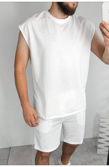 Спортивный костюм мужской белого цвета 172445L