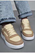 Кросівки жіночі бежевого кольору на шнурівці 172467L