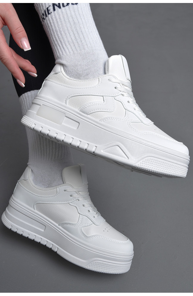 Кроссовки женские белого цвета на шнуровке 172493L