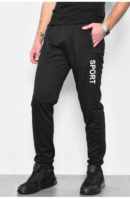 Спортивные штаны мужские черного цвета 172572L