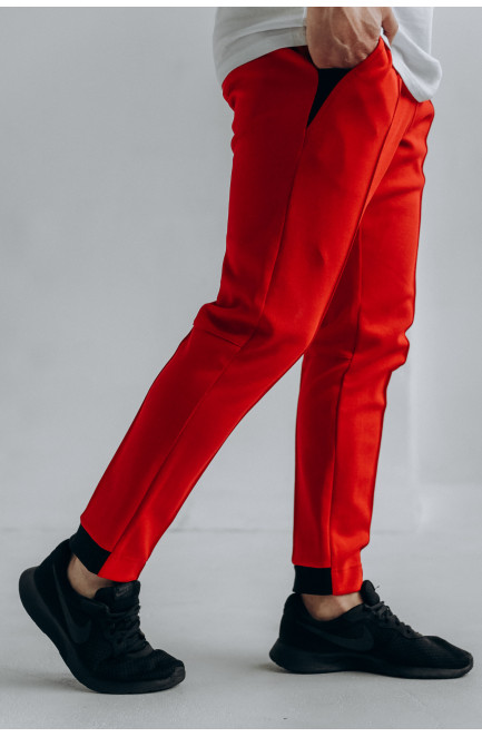Спортивні штани чоловічі червоного кольору 172681L
