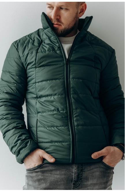 Куртка мужская демисезонная темно-зеленого цвета 172721L
