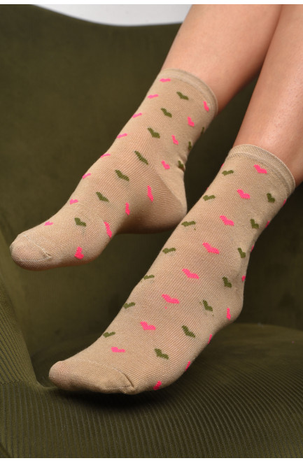 Шкарпетки жіночі демісезонні бежевого кольору розмір 36-40 172887L