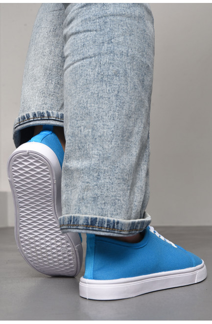 Мокасини жіночі блакитного кольору на шнурівці 172968L