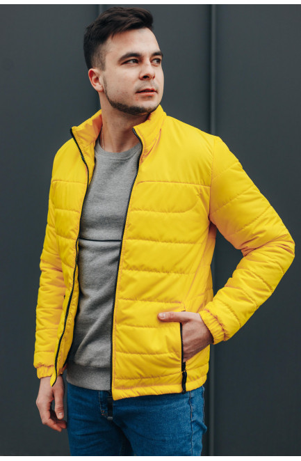 Куртка мужская демисезонная полубатальная желтого цвета 173015L