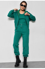 Спортивний костюм жіночий трійка на флісі зеленого кольору 173217L