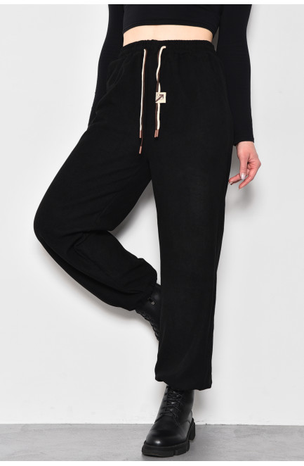 Штани жіночі напівбатальні розкльошені чорного кольору 173331L