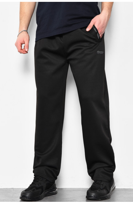 Спортивные штаны мужские полубатальные черного цвета 173397L