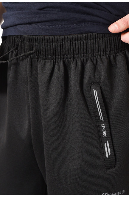 Спортивные штаны мужские полубатальные черного цвета 173397L