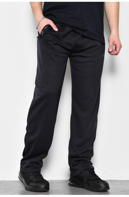 Спортивные штаны мужские полубатальные темно-синего цвета 173409L