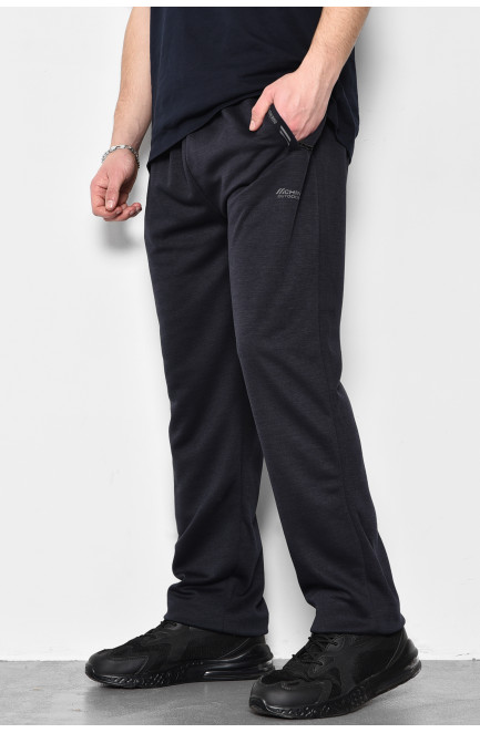 Спортивные штаны мужские полубатальные темно-синего цвета 173409L