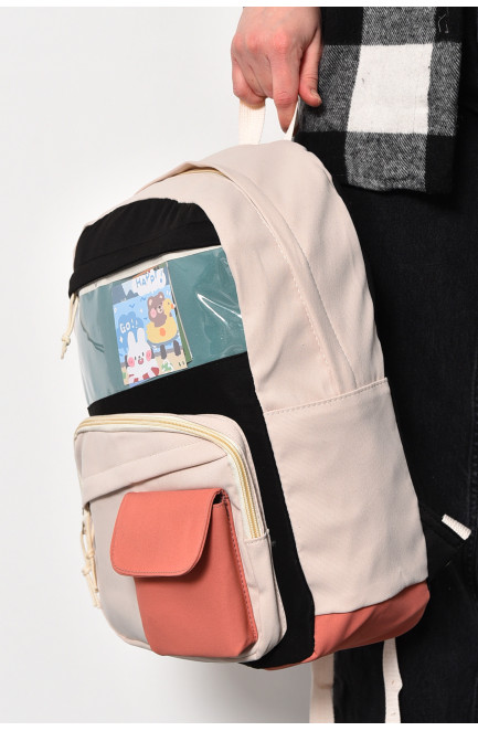 Жіночий рюкзак текстильний бежевого кольору 173421L