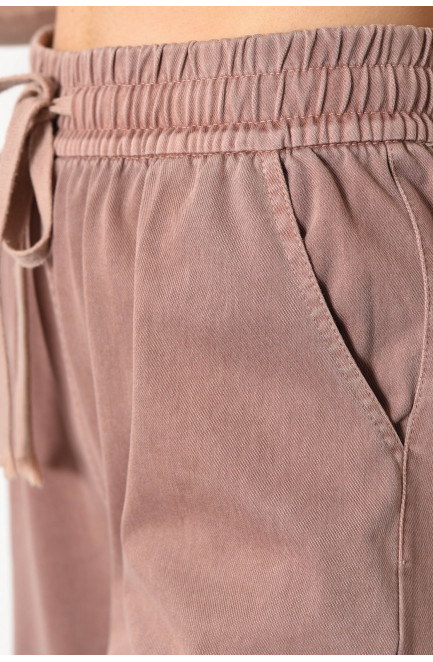 Штаны женские расклешенные полубатальные пудрового цвета 173435L