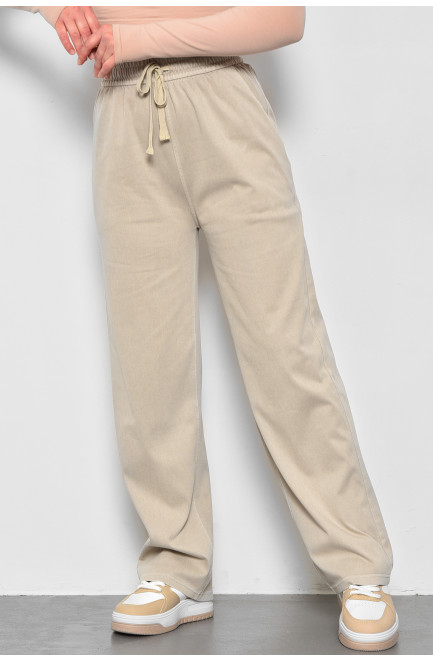 Штани жіночі розкльошені напівбатальні бежевого кольору 173437L