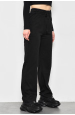 Штаны женские расклешенные полубатальные черного цвета 173439L