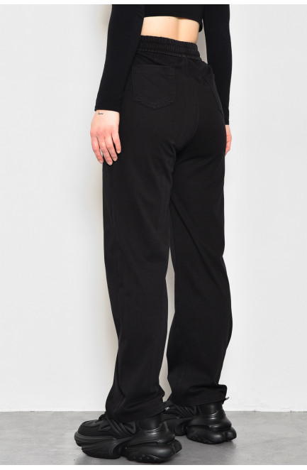 Штани жіночі розкльошені напівбатальні чорного кольору 173439L