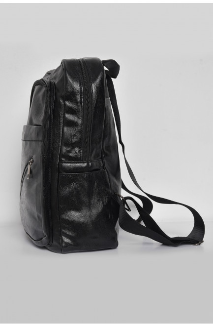 Рюкзак чоловічий з екошкіри чорного кольору 173443L
