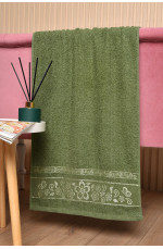 Рушник для обличчя махровий зеленого кольору 173454L
