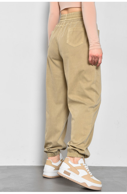 Штани жіночі напівбатальні бежевого кольору 173489L