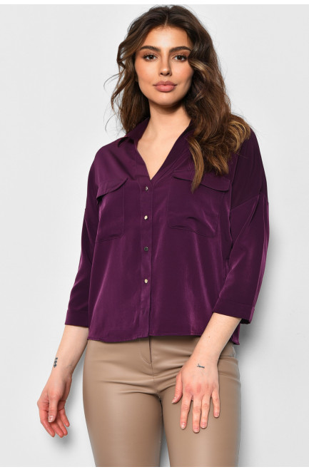 Рубашка женская с коротким рукавом бордового цвета 173567L