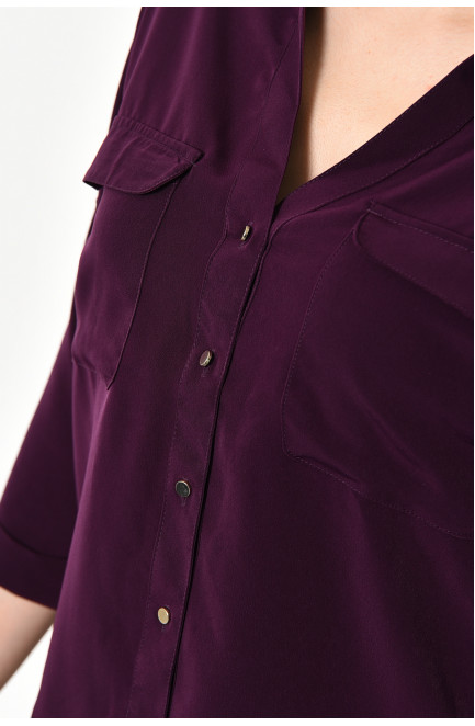 Рубашка женская с коротким рукавом бордового цвета 173567L