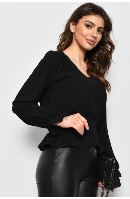 Блуза женская однотонная черного цвета 173592L