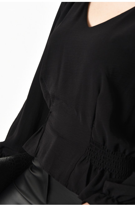 Блуза жіноча однотонна чорного кольору 173592L