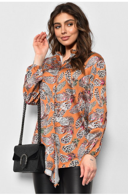 Блуза жіноча напівбатальна помаранчевого кольору 173614L