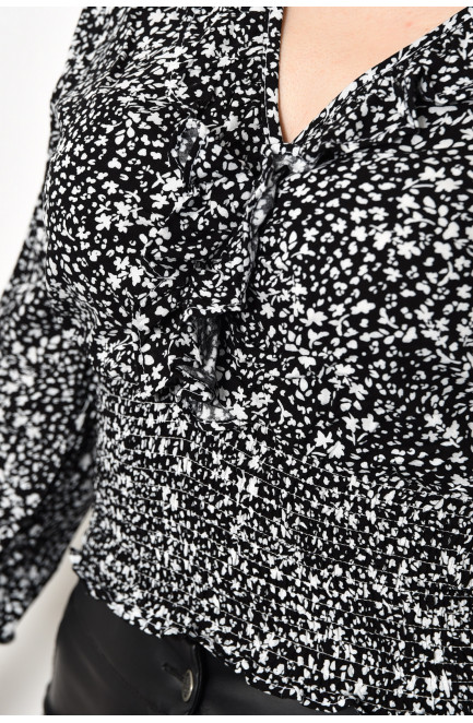 Блуза жіноча з принтом чорного кольору 173633L