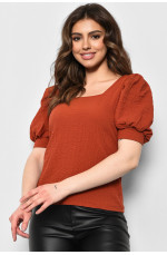 Блуза женская с коротким рукавом террактового цвета 173656L