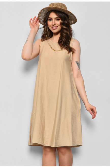 Платье женское однотонное бежевого цвета 173771L