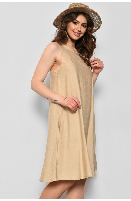 Платье женское однотонное бежевого цвета 173771L