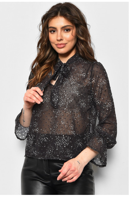 Блуза жіноча з принтом чорного кольору 173829L
